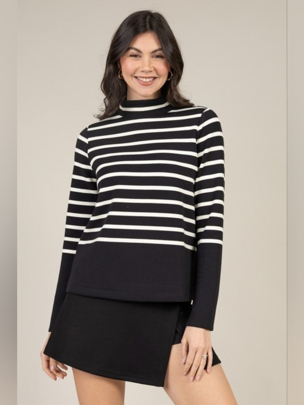 Spanx Air Essentials Mock Neck Stripe 1X
